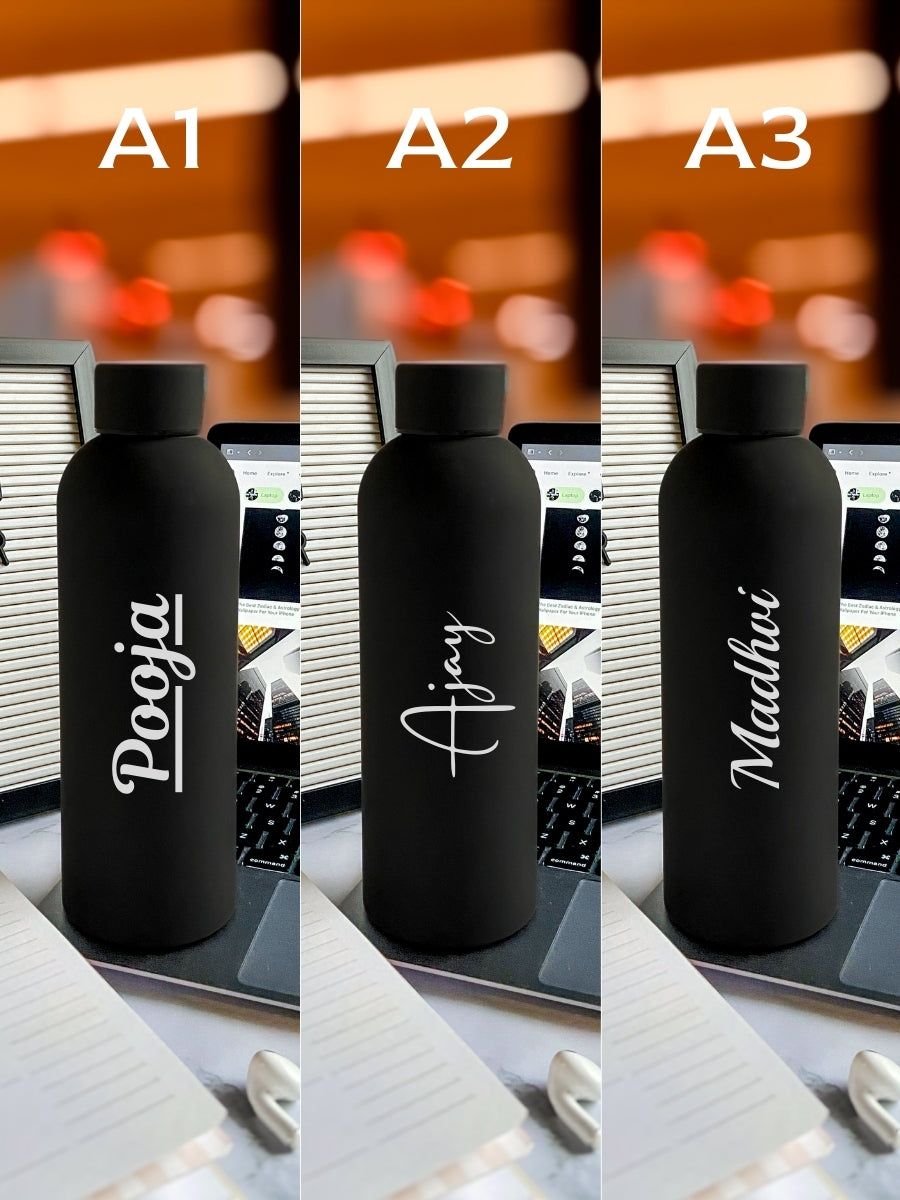 Personalized Black Stainless Steel Water Bottle – Custom Engraved