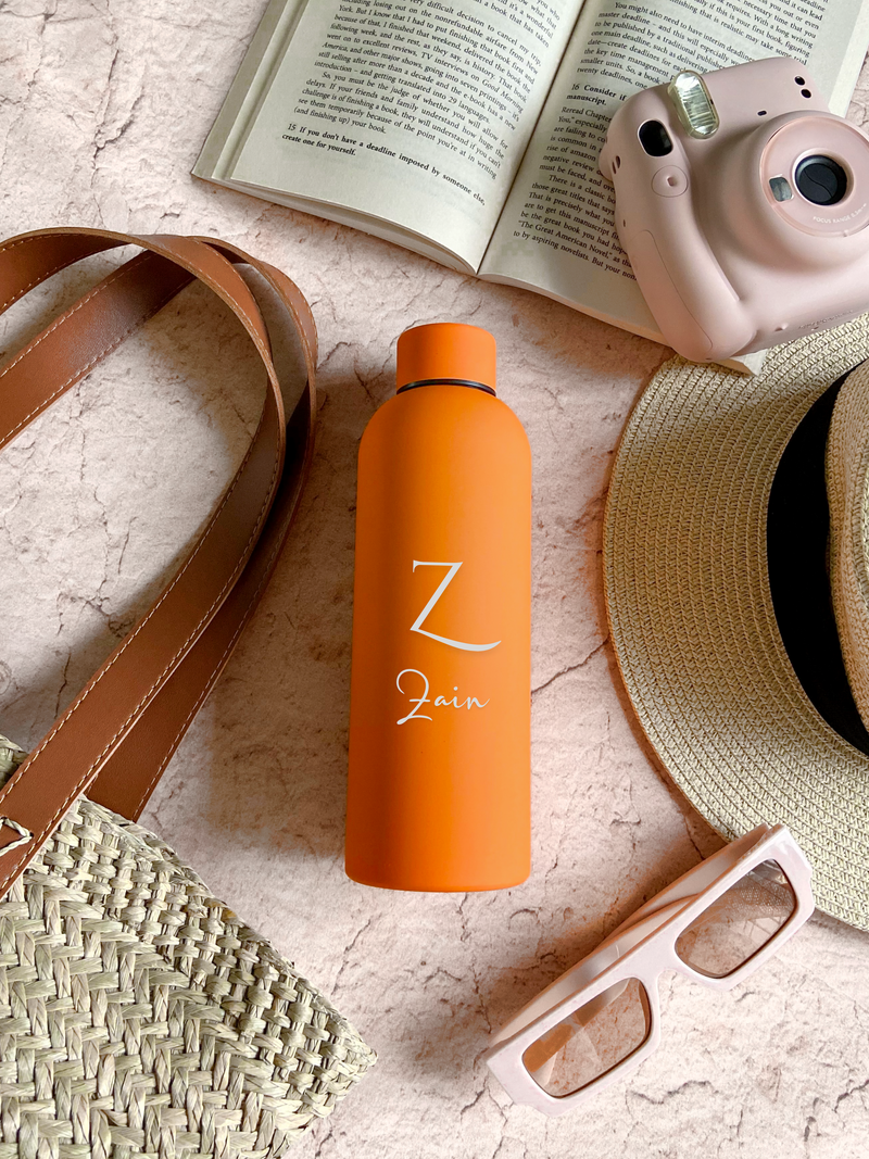 Personalized Orange Stainless Steel Water Bottle – Custom Engraved & Eco-Friendly