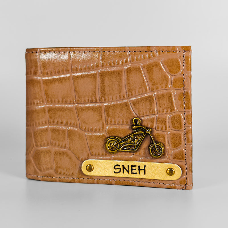 Personalized Wallet Light Brown Gator Texture  Mens Wallet