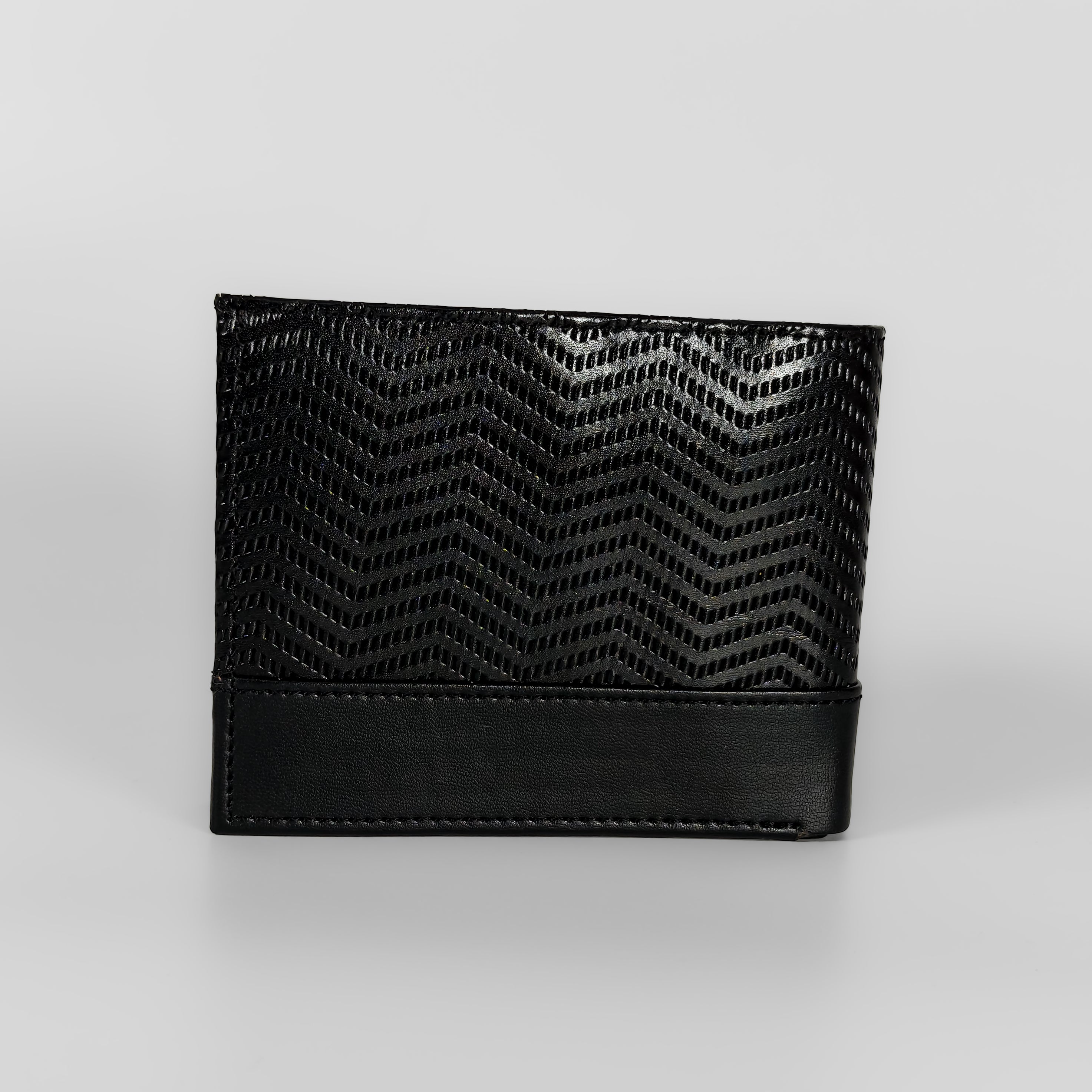 Personalized Black Zig - Zag  Genuine Leather Mens Wallet