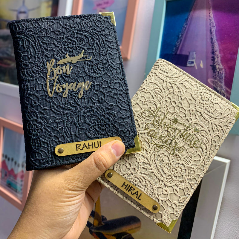 Couple Premium Passport Cover - Black & White Glided Grace