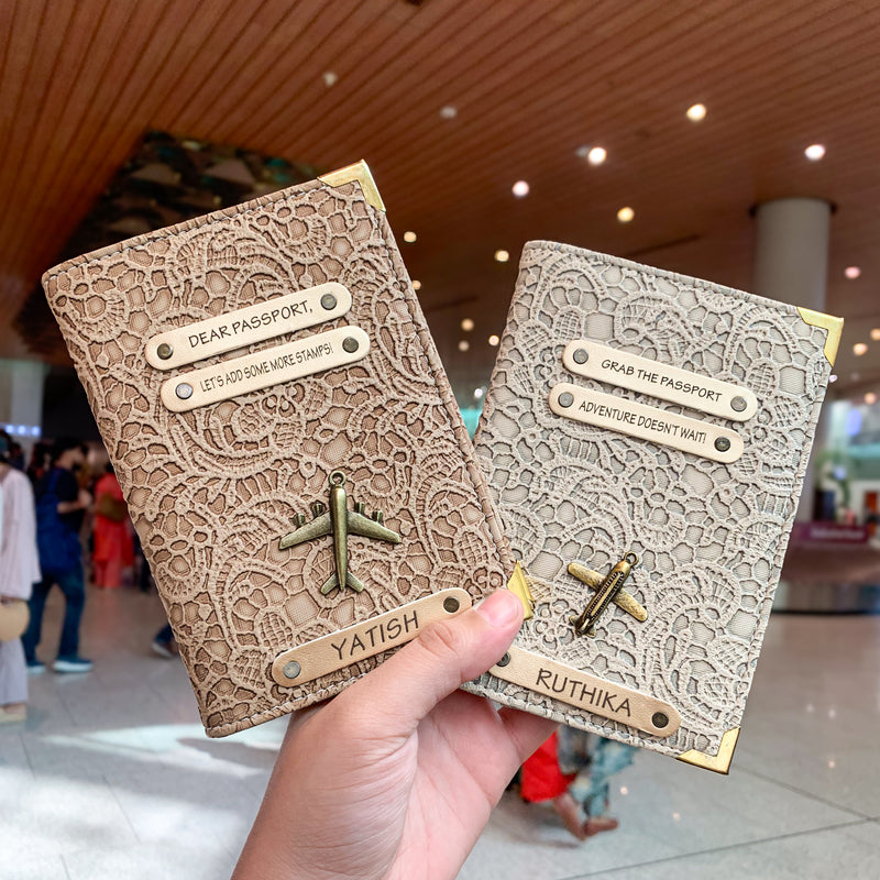 Couple Premium Passport Cover - Black & White Glided Grace