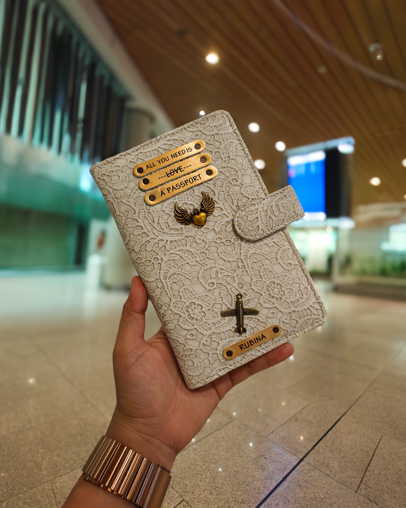 Personalized Travel Wallet - Glided Grace White