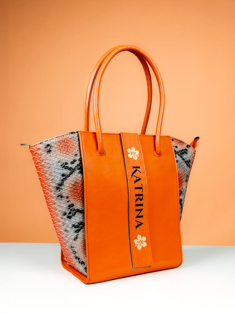 Tote Bags For Women - Orange Oasis Edition Pattern Edition By Tpc Gifts Side Shot 