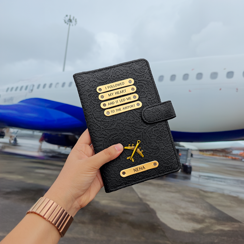 Personalized Travel Wallet - Glided Grace Black